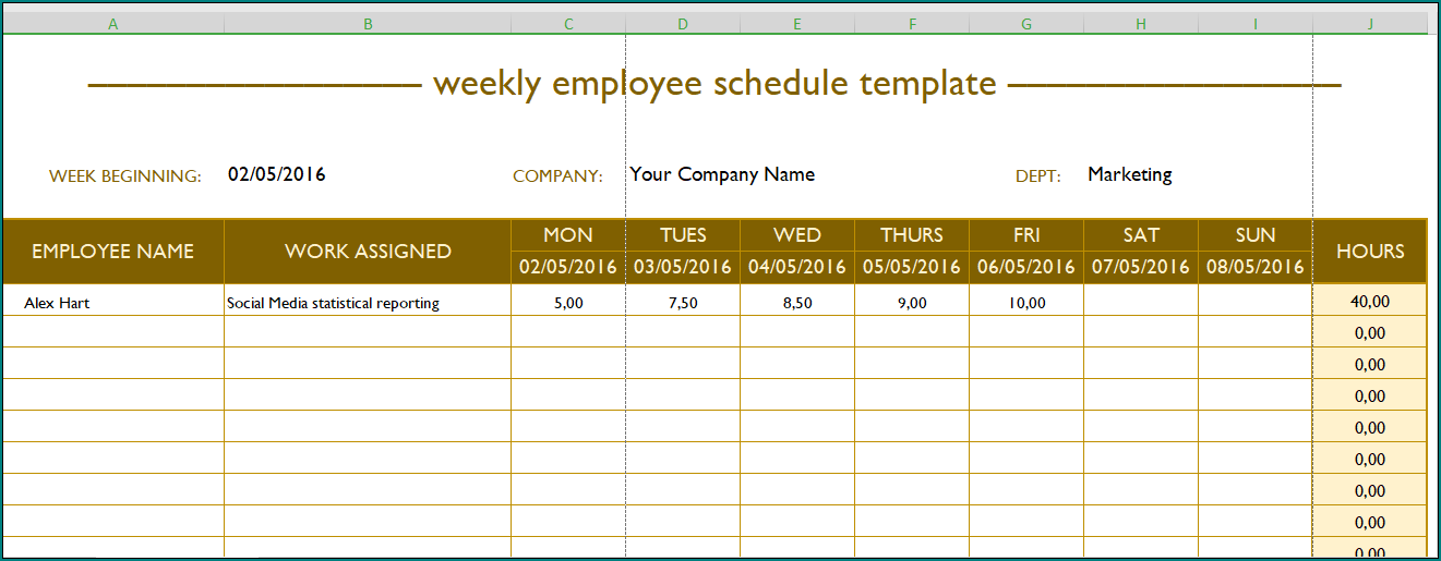 employee roster template